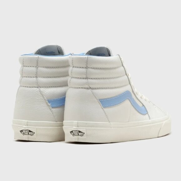 NIB - Vans Men's Sk8-Hi Vintage Leather, Blanc de Blanc/Blue - Size 9 - Picture 2 of 16